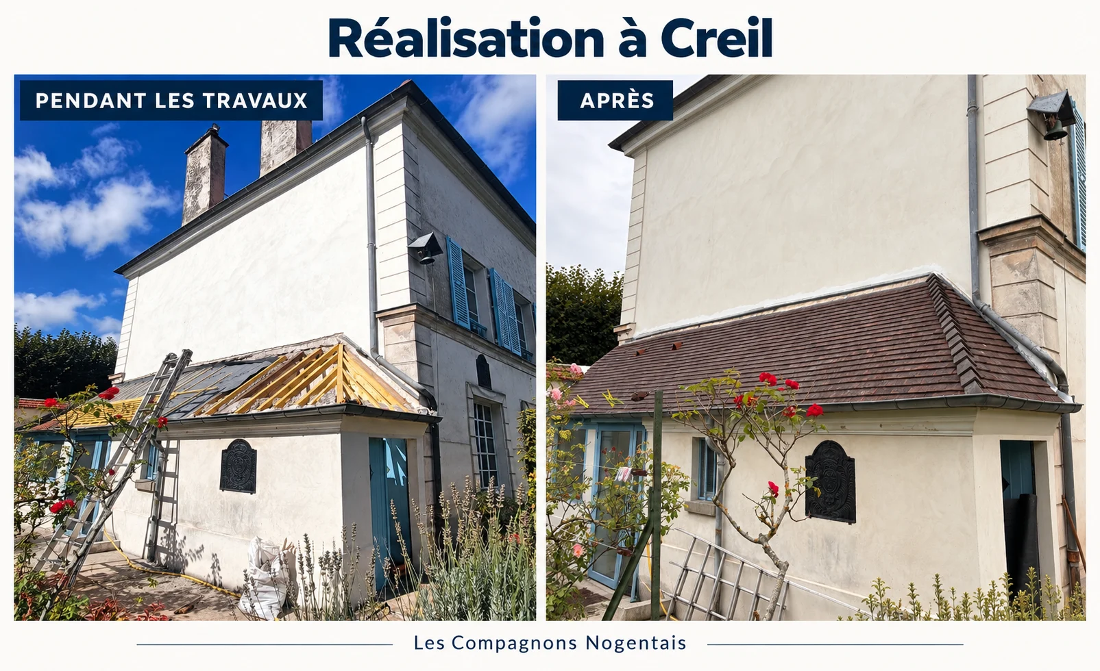 Montage pendant les travaux et après de la réalisation à Creil