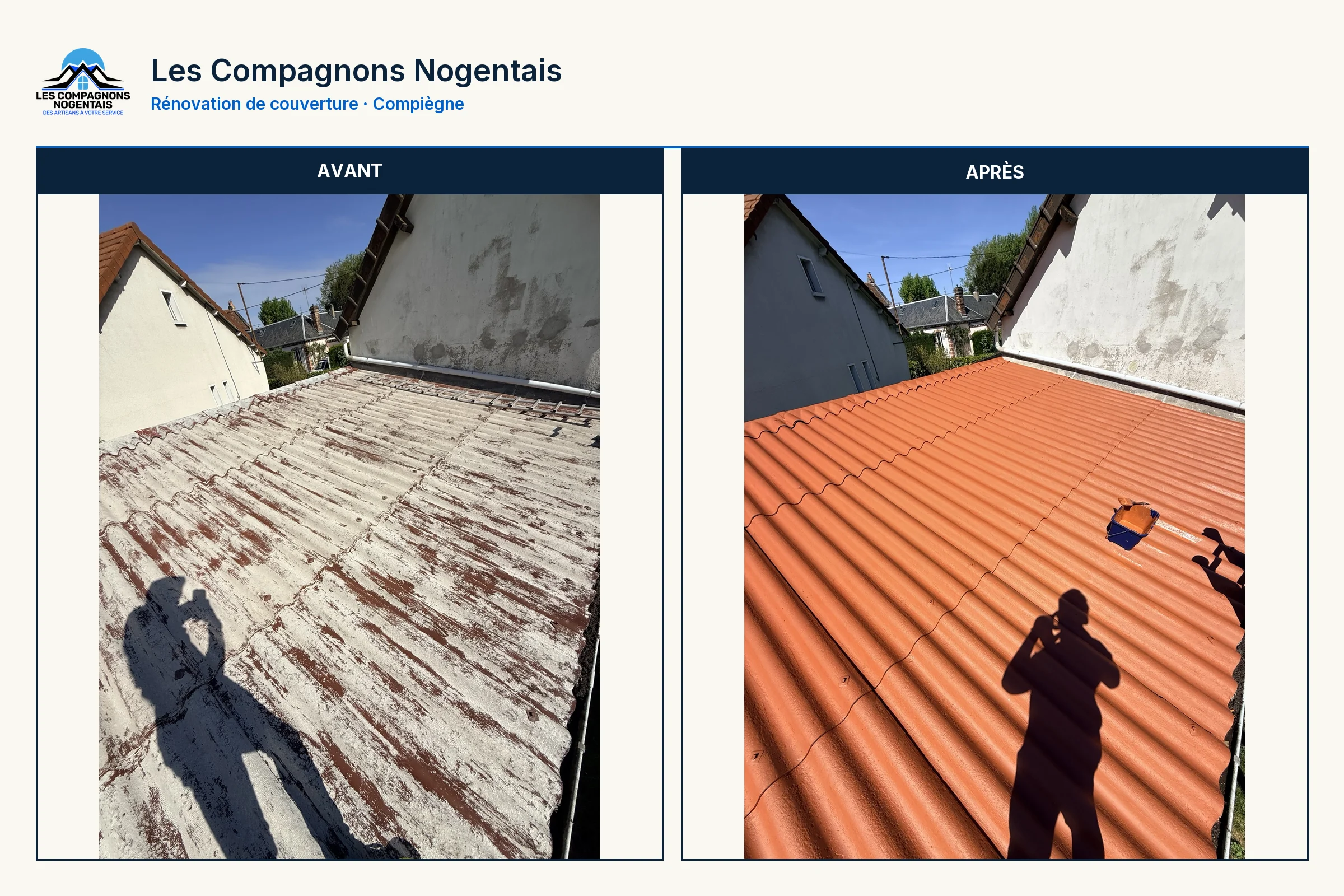 Comparatif avant et après de la couverture ondulée à Compiègne